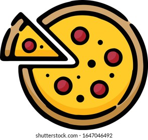 Pizza Con Icono Dibujado A Mano