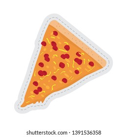 Pizza slice dotted sticker. Vector illustration design