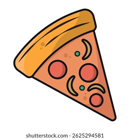 Rebanada de pizza estilo punteado. Ilustración vectorial