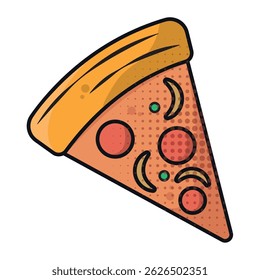Pizza slice dotted style. Vector illustration