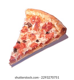 Pizza slice drawing isolated on white background