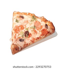 Pizza slice drawing isolated on white background