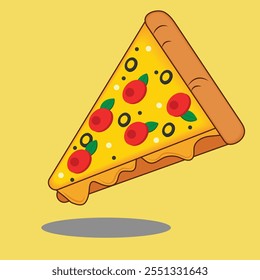Pizza slice with dripping cheese