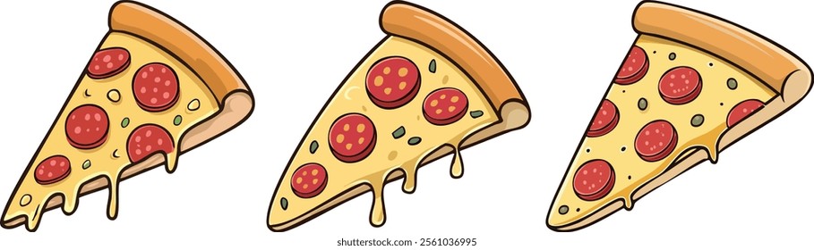Pizza slice with dripping cheese. A slice of Italian pizza on a white background