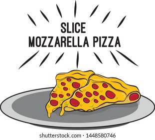 Pizza slice with dripping cheese mozzarella