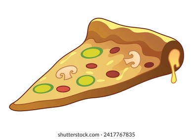 Pizza Slice European Food Vector Cartoon Illustration