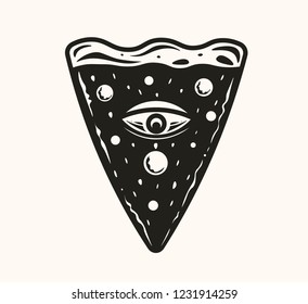 Pizza slice eye vector illustration