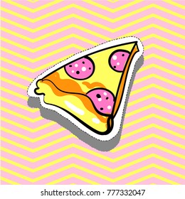 Pizza slice Fashion patch badge pin sticker pop art style illustration