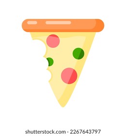 Pizza slice fast food bite icon doodle flat vector design