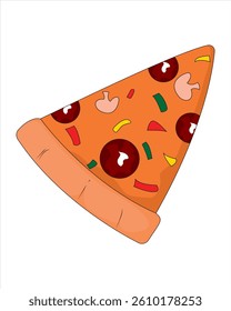 Pizza Slice Fast Food Cartoon Vector