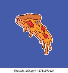 Pizza slice fast food illustration for logo, icon and sticker