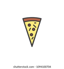 Pizza slice filled outline icon, line vector sign, linear colorful pictogram isolated on white. Italian food symbol, logo illustration. Pixel perfect vector graphics