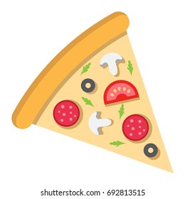 Pizza slice flat icon, food and drink, fast food sign vector graphics, a colorful solid pattern on a white background, eps 10.