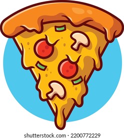 Pizza slice flat illustration vector logo 