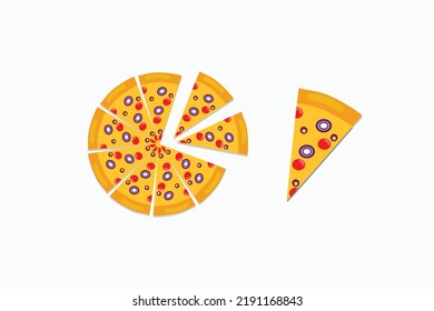 Pizza Slice flat vector with white background. Pizza isolated with white background 