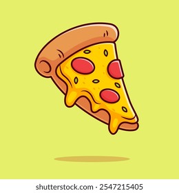 Pizza Slice Food Cartoon Vector Icon Illustration. Food Object 
Icon Concept Isolated Premium Vector. Flat Cartoon Style 