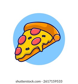 Pizza Slice Food Cartoon Vector Icon Illustration. Food Object Icon Concept Isolated Premium Vector. Flat Cartoon Style