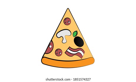 Pizza slice. Food icon. Flat style vector illustration.