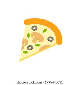 Pizza slice. Food icon. Flat style vector illustration.