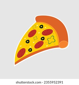 pizza slice with fresh vegetables and crispy crust .Template for background, banner, card,  congratulation cards, social media, poster with text inscription .