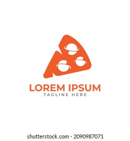 pizza slice globe logo design vector template