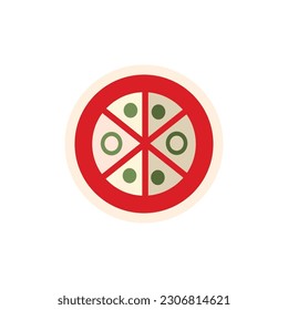 pizza slice with green pepper logo vector illustration template design