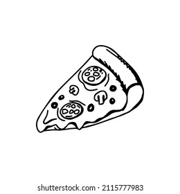 Pizza slice hand draw vector illustration