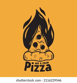 Pizza slice, hand drawn illustration.