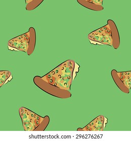 Pizza Slice Hand Drawn Sketchy Seamless Pattern