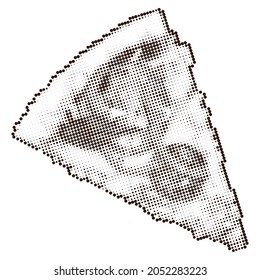 Pizza slice hand drawn vector illustration. Ink graphic line art. Outline sketch for markets, shops. Clip art Poster for print. Coloring page. Isolated on white background