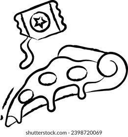pizza slice hand drawn vector illustration