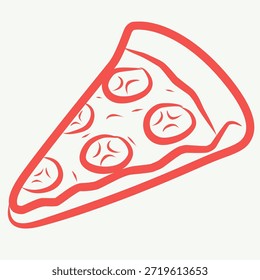 Rebanada de pizza en estilo dibujado a mano para temas de comida rápida. Ideal para menús de pizzería, carteles, pizarras de café e ilustraciones de comida.