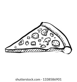 Pizza Slice. Handdrawn Vector Illustration