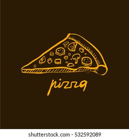 Pizza Slice. Handdrawn Vector Illustration