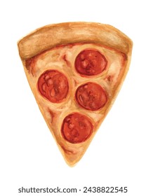 Pizza Slice Handdrawn Watercolor Vector Illustration