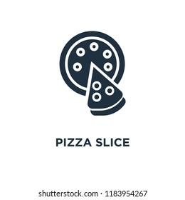 Pizza Slice icon. Black filled vector illustration. Pizza Slice symbol on white background. Can be used in web and mobile.