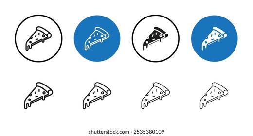 Icono de rebanada de pizza Conjunto de logotipo de Vector de arte de línea negra