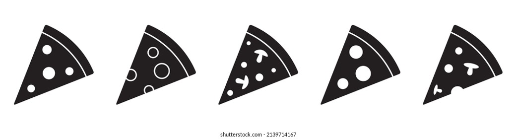 Pizza slice icon black vector illustration