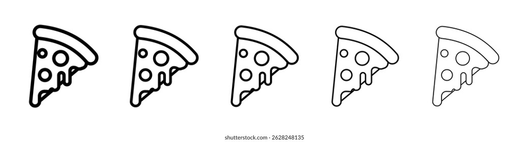 Pizza slice icon in black. Vector illustration for graphic design