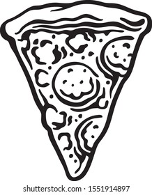 Pizza slice icon black and white