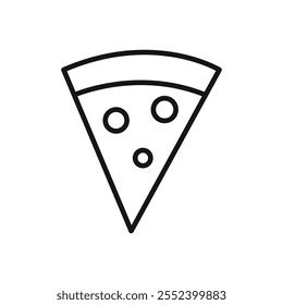 Pizza slice icon black and white vector outline sign