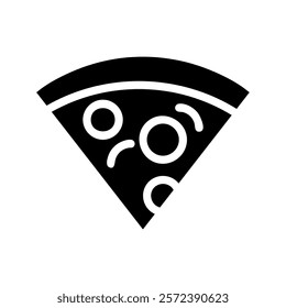 Pizza slice icon. Concept of fast food, delivery, and Italian cuisine.