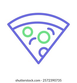 Pizza slice icon. Concept of fast food, delivery, and Italian cuisine.