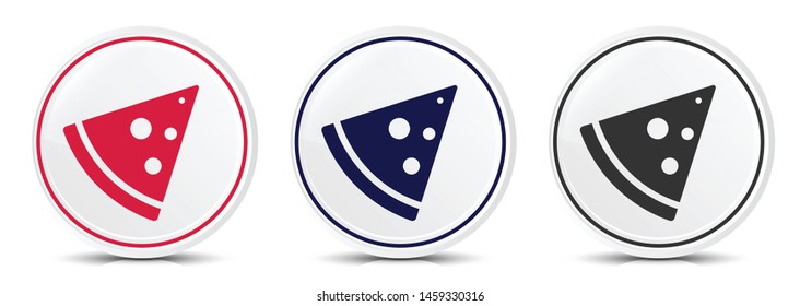 Pizza slice icon crystal flat round button set illustration design isolated on white background