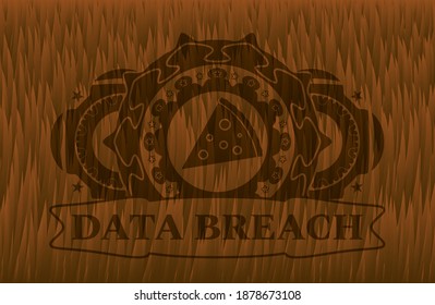 pizza slice icon and data breach text Hairy Brown fur badge. Animal fashionable background. Vector illustration. 