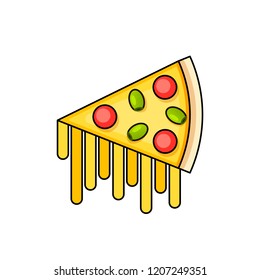Pizza slice icon. Delivery toppings isolated on white background.