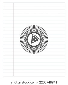 pizza slice icon draw (pencil strokes). Vector Illustration. Detailed. 