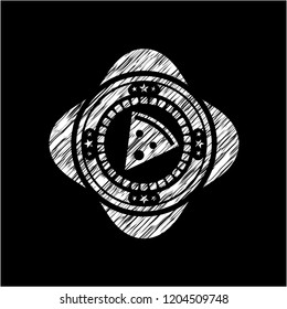 pizza slice icon drawn with chalkboard texture