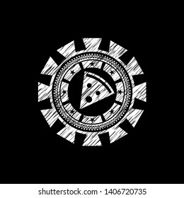 pizza slice icon drawn with chalkboard texture