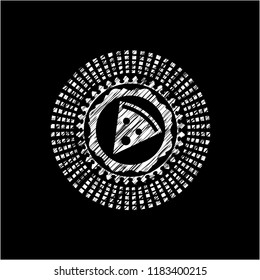 pizza slice icon drawn on a chalkboard